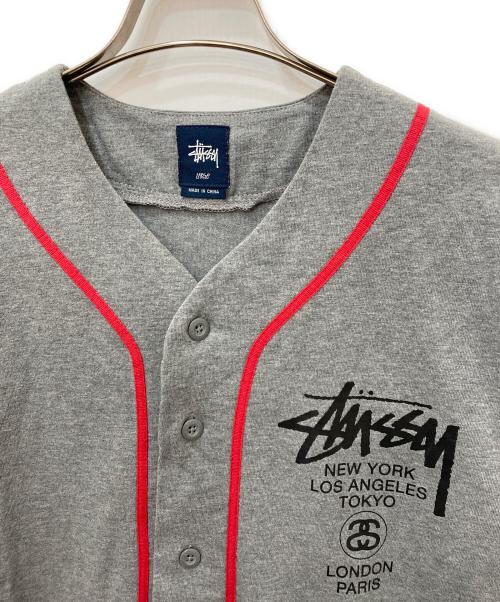 stussy（ステューシー）stussy (ステューシー) ベースボールシャツ グレー サイズ:Lの古着・服飾アイテム