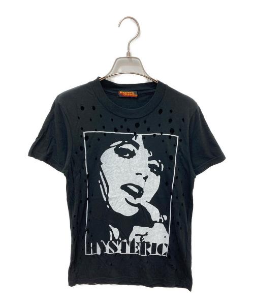 Hysteric Glamour（ヒステリックグラマー）Hysteric Glamour (ヒステリックグラマー) ダメージ加工プリントTシャツ ブラック サイズ:FREEの古着・服飾アイテム