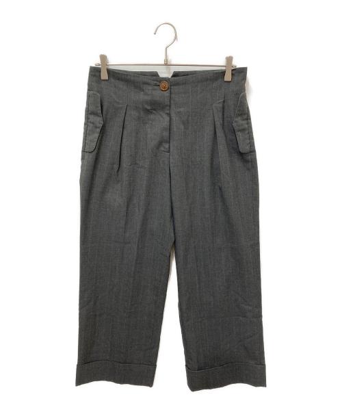 Vivienne Westwood RED LABEL（ヴィヴィアンウエストウッドレッドレーベル）Vivienne Westwood RED LABEL (ヴィヴィアンウエストウッドレッドレーベル) ワイドストライプパンツ グレー サイズ:3の古着・服飾アイテム