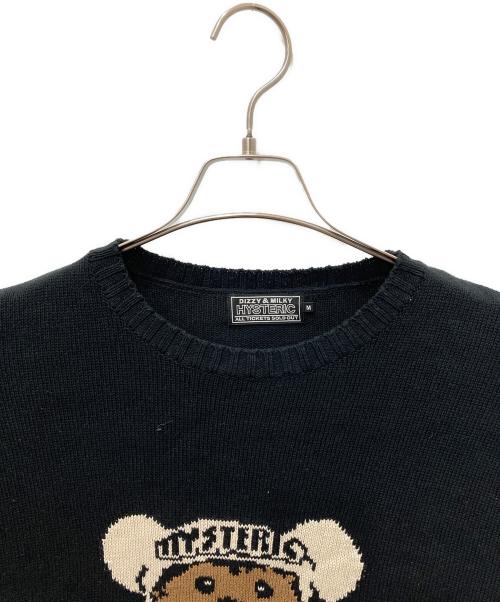 Hysteric Glamour（ヒステリックグラマー）Hysteric Glamour (ヒステリックグラマー) HYSTERIC TEDDY FLYING Vジャカード セーター　ヒステリックテディフライングVジャカードセーター ブラック サイズ:Mの古着・服飾アイテム