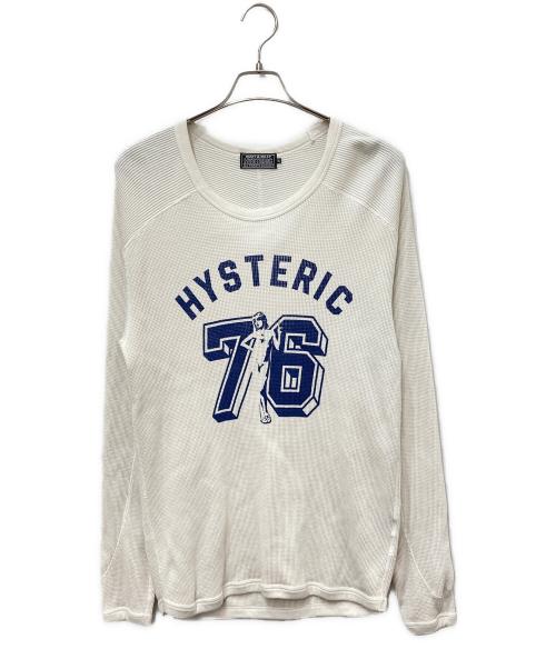 Hysteric Glamour（ヒステリックグラマー）Hysteric Glamour (ヒステリックグラマー) NUMBER 76 Tシャツ　ロンT ホワイト サイズ:XLの古着・服飾アイテム