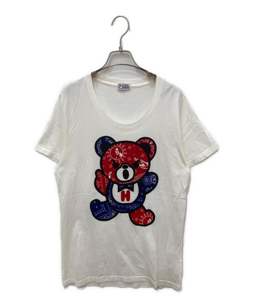 Hysteric Glamour（ヒステリックグラマー）Hysteric Glamour (ヒステリックグラマー) BANDANA BEAR プリント ビッグTシャツ ホワイト サイズ:FREEの古着・服飾アイテム
