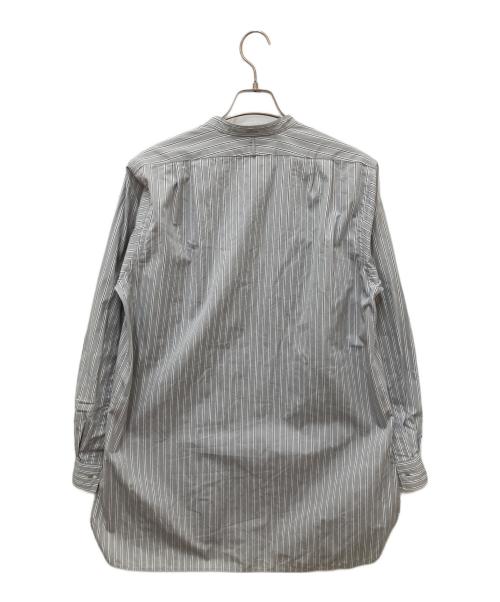 HEUGN（ユーゲン）HEUGN (ユーゲン) Stripe Rob コットンオルタネイトストライプバンドカラーシャツ グレー サイズ:3の古着・服飾アイテム