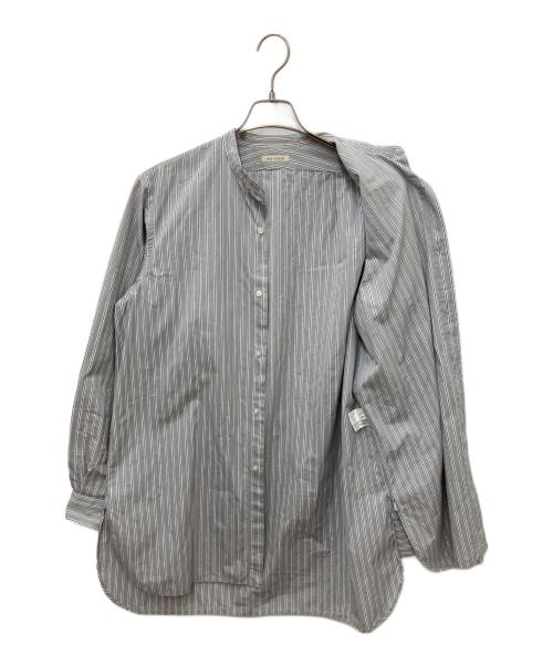 HEUGN（ユーゲン）HEUGN (ユーゲン) Stripe Rob コットンオルタネイトストライプバンドカラーシャツ グレー サイズ:3の古着・服飾アイテム