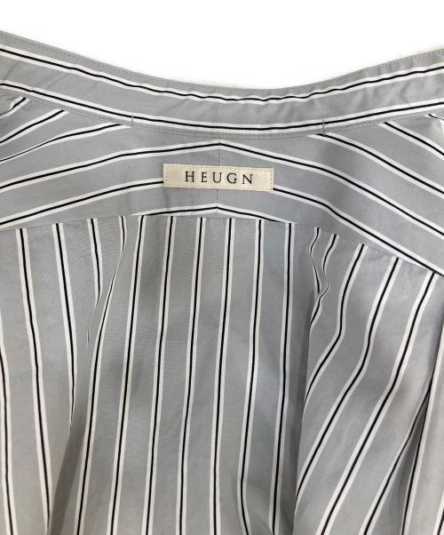 HEUGN（ユーゲン）HEUGN (ユーゲン) Stripe Rob コットンオルタネイトストライプバンドカラーシャツ グレー サイズ:3の古着・服飾アイテム