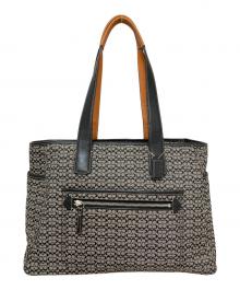 COACH（コーチ）の古着「ミニシグネチャートートバッグ」｜ブラック×グレー