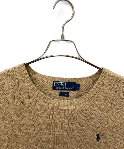 RALPH LAUREN（ラルフローレン）RALPH LAUREN (ラルフローレン) シルクケーブルニット ベージュ サイズ:Ｌの古着・服飾アイテム