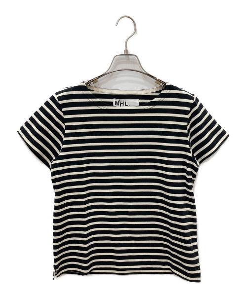 MHL（エムエイチエル）MHL (エムエイチエル) 半袖カットソー ホワイト×ブラック サイズ:2の古着・服飾アイテム