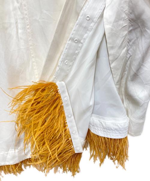 TOGA PULLA（トーガ プルラ）TOGA PULLA (トーガ プルラ) レーヨン グースフェザーフリルワンピース ベージュ サイズ:36の古着・服飾アイテム