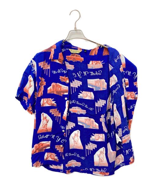 SCHOTT BROS.（ショット）SCHOTT BROS. (ショット) NYC N.Y.PHOTO HAWAIIAN SHIRT　ニューヨークフォト　ハワイアンシャツ ブルー サイズ:Mの古着・服飾アイテム