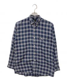 stussy（ステューシー）の古着「ロゴ刺繍長袖チェックシャツ」｜ネイビー