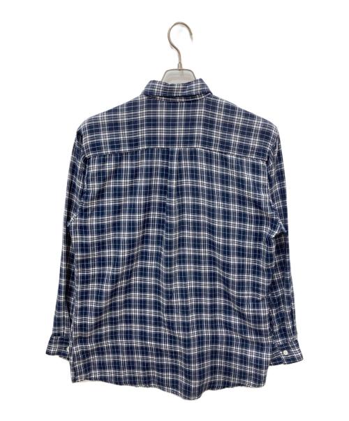 stussy（ステューシー）stussy (ステューシー) ロゴ刺繍長袖チェックシャツ ネイビー サイズ:Lの古着・服飾アイテム