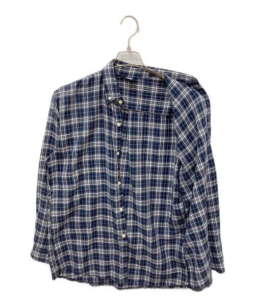 stussy（ステューシー）stussy (ステューシー) ロゴ刺繍長袖チェックシャツ ネイビー サイズ:Lの古着・服飾アイテム