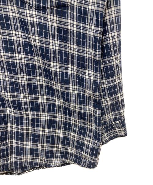 stussy（ステューシー）stussy (ステューシー) ロゴ刺繍長袖チェックシャツ ネイビー サイズ:Lの古着・服飾アイテム