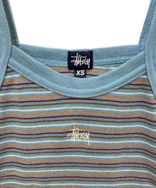 stussy（ステューシー）stussy (ステューシー) ボ―ダーキャミソール ブルー サイズ:XSの古着・服飾アイテム