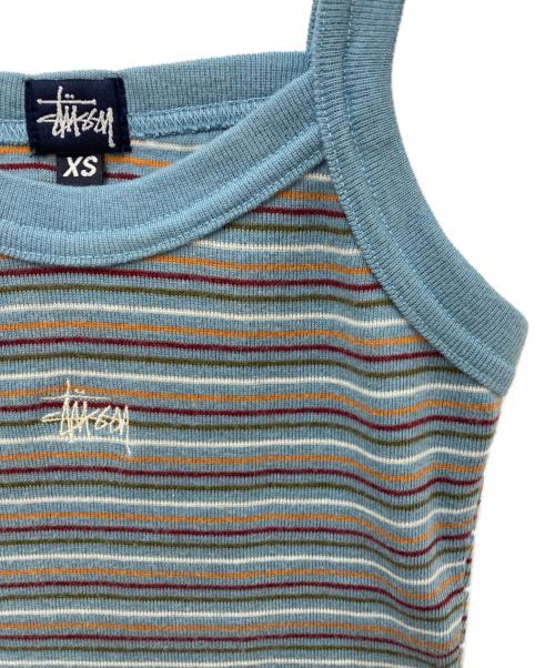 stussy（ステューシー）stussy (ステューシー) ボ―ダーキャミソール ブルー サイズ:XSの古着・服飾アイテム