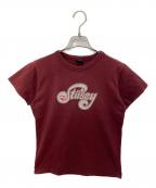 stussyステューシー）の古着「ラメプリントTシャツ」｜ボルドー