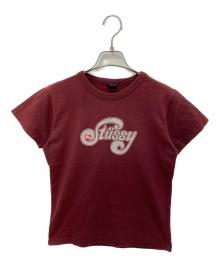stussy（ステューシー）の古着「ラメプリントTシャツ」｜ボルドー