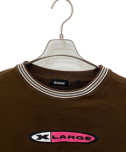 X-LARGE（エクストララージ）X-LARGE (エクストララージ) STRIPED RIB CREWNECK SWEAT ブラウン サイズ:Mの古着・服飾アイテム