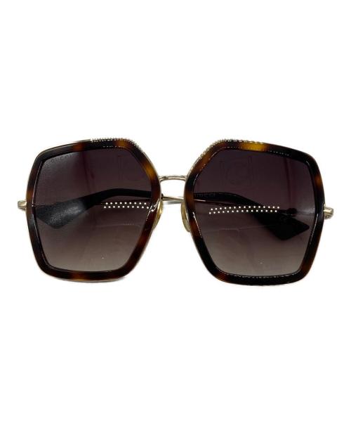 GUCCI（グッチ）GUCCI (グッチ) インターロッキングロゴ ヘキサゴンフレームサングラス ブラウン サイズ:56□19-140の古着・服飾アイテム