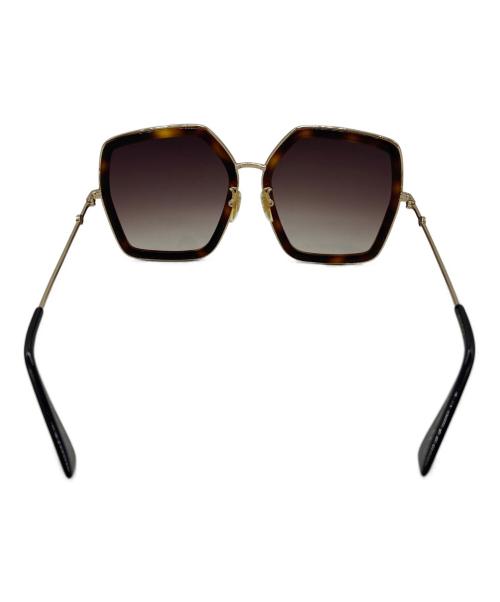 GUCCI（グッチ）GUCCI (グッチ) インターロッキングロゴ ヘキサゴンフレームサングラス ブラウン サイズ:56□19-140の古着・服飾アイテム