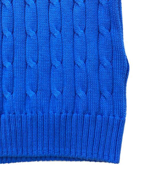 POLO RALPH LAUREN（ポロ・ラルフローレン）POLO RALPH LAUREN (ポロ・ラルフローレン) ポロ刺繍カーブル半袖ニット ブルー サイズ:Mの古着・服飾アイテム