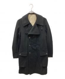Y's for men（ワイズフォーメン）の古着「ベルテッドウールコットンリネンコート」｜ブラック