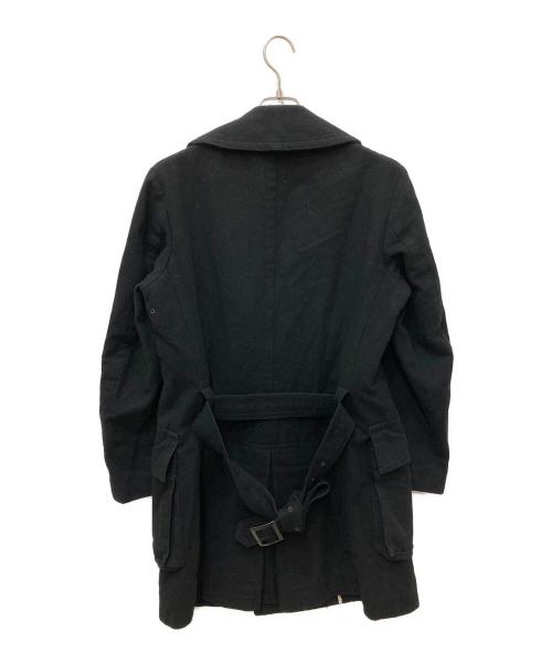Y's for men（ワイズフォーメン）Y'S for men (ワイズフォーメン) ベルテッドウールコットンリネンコート ブラック サイズ:2の古着・服飾アイテム