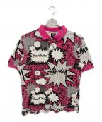 stussyステューシー）の古着「ポロシャツ」｜ホワイト×ピンク