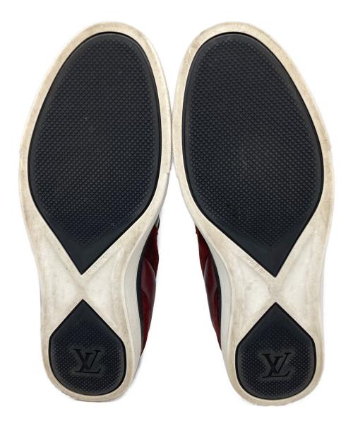 LOUIS VUITTON（ルイ ヴィトン）LOUIS VUITTON (ルイ ヴィトン) モノグラムチェック スリッポン ホワイト×レッド サイズ:6.5の古着・服飾アイテム