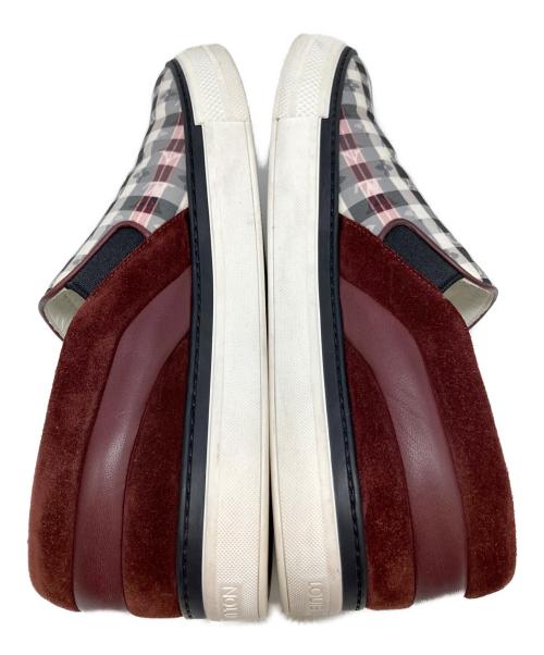 LOUIS VUITTON（ルイ ヴィトン）LOUIS VUITTON (ルイ ヴィトン) モノグラムチェック スリッポン ホワイト×レッド サイズ:6.5の古着・服飾アイテム