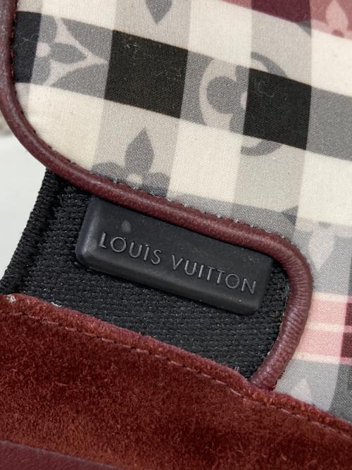 LOUIS VUITTON（ルイ ヴィトン）LOUIS VUITTON (ルイ ヴィトン) モノグラムチェック スリッポン ホワイト×レッド サイズ:6.5の古着・服飾アイテム