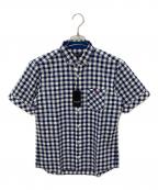 BLACK LABEL CRESTBRIDGEブラックレーベル クレストブリッジ）の古着「半袖シャツ」｜ホワイト×ブルー
