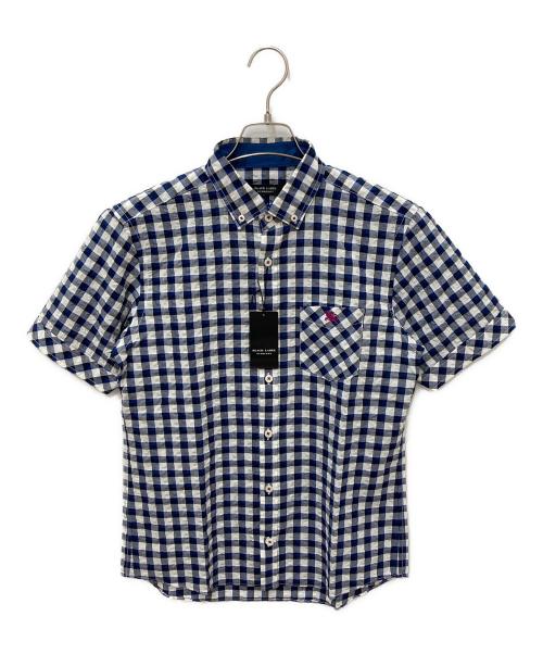 BLACK LABEL CRESTBRIDGE（ブラックレーベル クレストブリッジ）BLACK LABEL CRESTBRIDGE (ブラックレーベル クレストブリッジ) 半袖シャツ ホワイト×ブルー サイズ:Ｓ 未使用品の古着・服飾アイテム