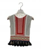 Mame Kurogouchiマメクロゴウチ）の古着「Ethnic Pattern Sleeveless Fringe Knit」｜マルチカラー