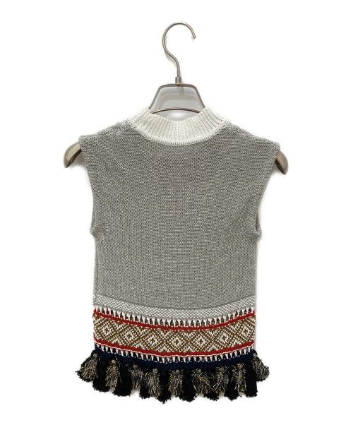 Mame Kurogouchi（マメクロゴウチ）Mame Kurogouchi (マメクロゴウチ) Ethnic Pattern Sleeveless Fringe Knit マルチカラー サイズ:1の古着・服飾アイテム