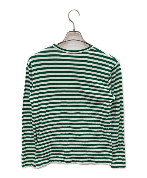 PLAY COMME des GARCONS（プレイコムデギャルソン）PLAY COMME des GARCONS (プレイコムデギャルソン) Border Long Sleeve T-Shirt With Red Emblem グリーン×ホワイト サイズ:Sの古着・服飾アイテム