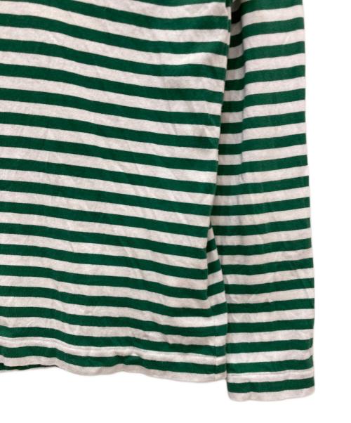PLAY COMME des GARCONS（プレイコムデギャルソン）PLAY COMME des GARCONS (プレイコムデギャルソン) Border Long Sleeve T-Shirt With Red Emblem グリーン×ホワイト サイズ:Sの古着・服飾アイテム