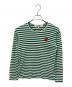 PLAY COMME des GARCONS（プレイコムデギャルソン）の古着「Border Long Sleeve T-Shirt With Red Emblem」｜グリーン×ホワイト