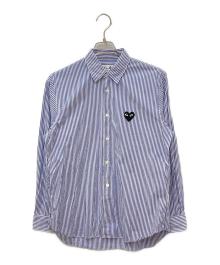 PLAY COMME des GARCONS（プレイコムデギャルソン）の古着「Stripe Shirt With Black Emblem Pattern A」｜ブルー×ホワイト