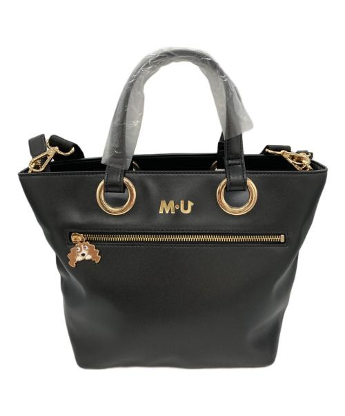 M U SPORTS（エムユースポーツ）M U SPORTS (エムユースポーツ) デュアルレザービジューロイヤルハンドバック ブラック 未使用品の古着・服飾アイテム