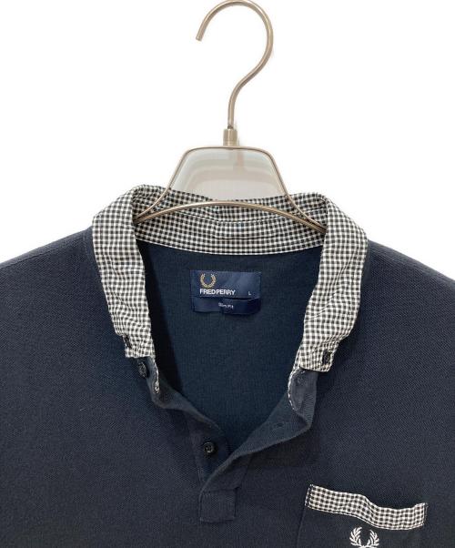 FRED PERRY（フレッドペリー）FRED PERRY (フレッドペリー) ギンガムトリムシャツ ネイビー サイズ:Lの古着・服飾アイテム