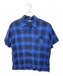 SUGAR CANE（シュガーケーン）の古着「RAYON OMBRE CHECK OPEN SHIRT　レーヨンオンブレーチェックオープンシャツ」｜ブルー