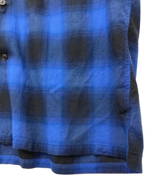 SUGAR CANE（シュガーケーン）SUGAR CANE (シュガーケーン) RAYON OMBRE CHECK OPEN SHIRT　レーヨンオンブレーチェックオープンシャツ ブルー サイズ:Lの古着・服飾アイテム