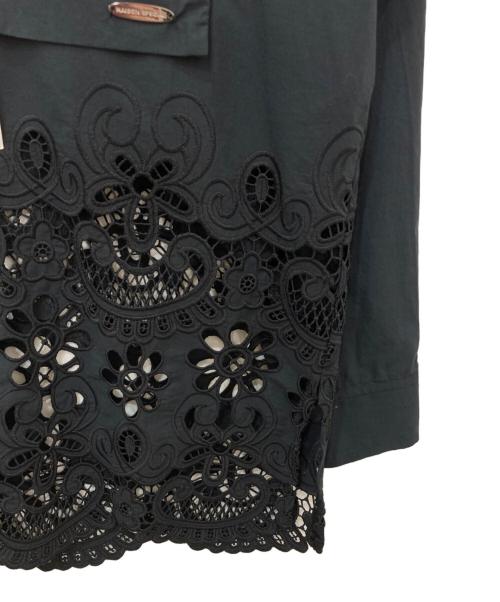 MAISON SPECIAL（メゾンスペシャル）MAISON SPECIAL (メゾンスペシャル) Hem Embroidery Neck Tie Shirt　ヘムエンブロイダリーネクタイシャツ ネイビー サイズ:FREEの古着・服飾アイテム