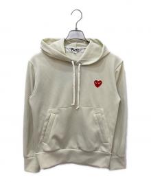 PLAY COMME des GARCONS（プレイコムデギャルソン）の古着「Pullover Hoodie With Red Emblem」｜ベージュ