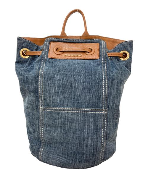 MICHAEL KORS（マイケルコース）MICHAEL KORS (マイケルコース) デニム レザー 巾着リュックサック インディゴの古着・服飾アイテム