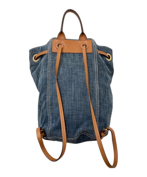 MICHAEL KORS（マイケルコース）MICHAEL KORS (マイケルコース) デニム レザー 巾着リュックサック インディゴの古着・服飾アイテム