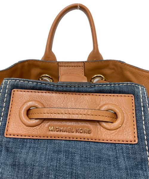 MICHAEL KORS（マイケルコース）MICHAEL KORS (マイケルコース) デニム レザー 巾着リュックサック インディゴの古着・服飾アイテム