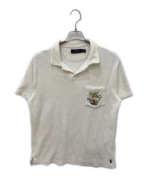 POLO RALPH LAUREN（ポロ・ラルフローレン）POLO RALPH LAUREN (ポロ・ラルフローレン) パイル地スキッパーシャツ ホワイト サイズ:Ｍの古着・服飾アイテム